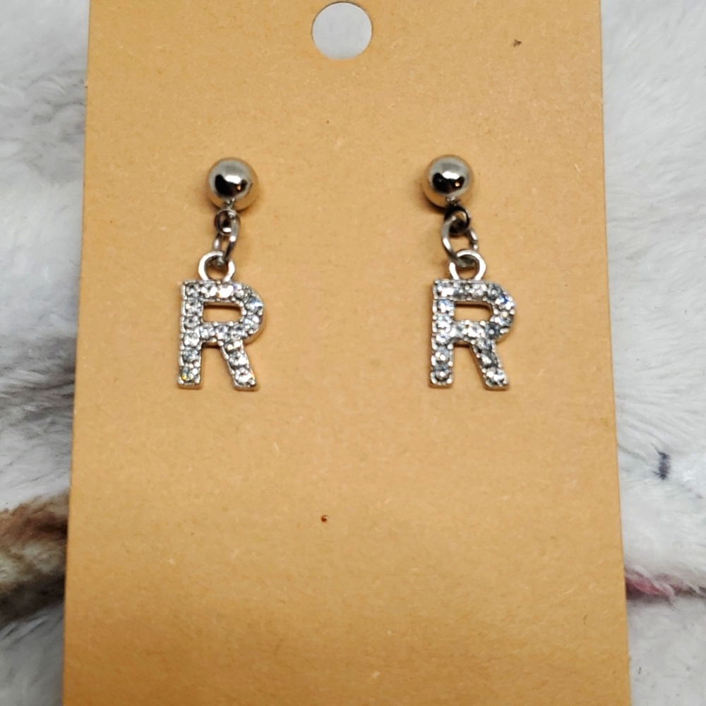 7/$10 R Initial Earrings, New